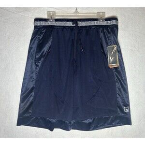 AND1 Men's Blue Mesh Basketball Shorts L Drawstring Elastic Waist